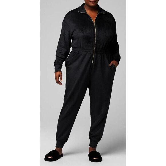 Fabletics ON2357060-0001 Women's Sz XXL/1X Black Cozy Cord Zip Jumpsuit $100 - Picture 12 of 13